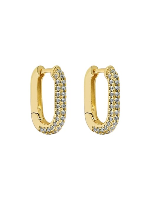 18K gold [white stone] 925 Sterling Silver Cubic Zirconia Geometric Vintage Huggie Earring
